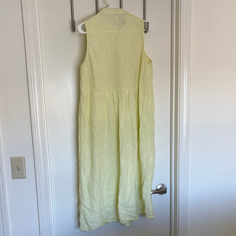 Eileen Fisher Organic Handkerchief Linen Pleated Dress - Citrus - Size M - Picture 5 of 8
